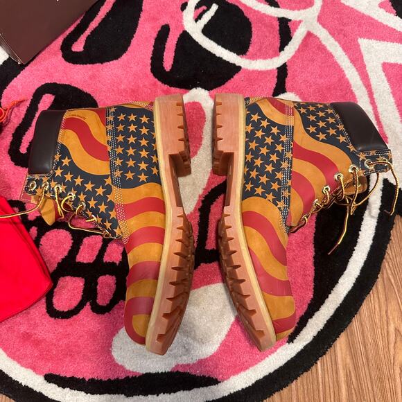 Timberland 6" Boot Supreme Stars & Stripes Wheat - Size 11.5 - Like New - Picture 4 of 16